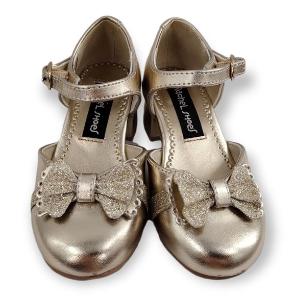 Rachel Lil Beth Gold Mary-Jane Heel Platform Sandal Strappy Girls 8 Shoes - Picture 2 of 8